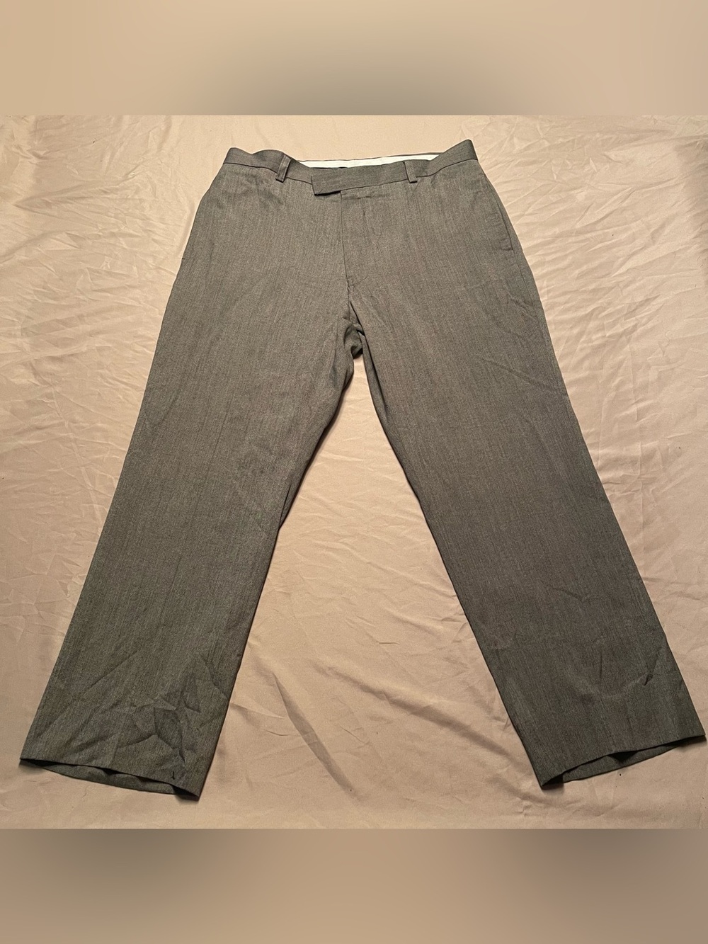 Bachrach Men's 38 Gray Dress Pants - Straight Leg Polyester/Rayon/Wool Blend
